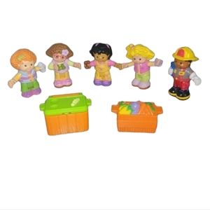 Fisher Price Little People Bendable Camping Kids lot of 5 figurines